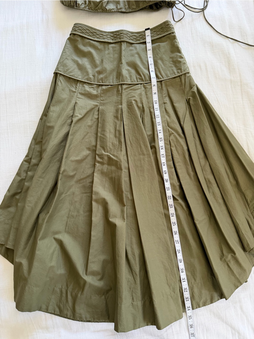 Merlette Set Bonnier Blouse and Lynnton Pleated Midi Skirt Olive Green Size 8/M - Picture 13 of 15